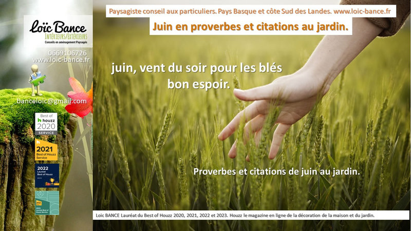 Proverbes; Citations; Jardins; Paysagiste; Landes; Pays Basque; Paysagiste Pays Basque; Paysagiste Landes; Loc BANCE; Amnagements paysagers; Concepteur de jardins; Paysagiste Hossegor; 